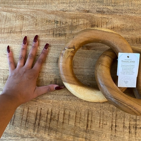 Wooden chain links large 3-link accent pieces heavy weight NEW HANDMADE - Picture 4 of 5